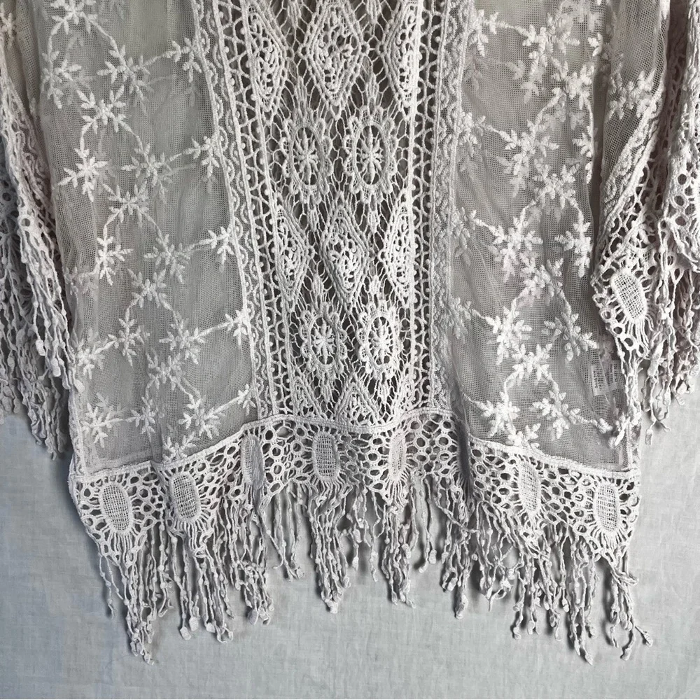 Pretty Angel Women S M Shirt Lace Sheer Mesh Fringe Pinkish White Fairy Coquette